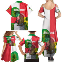 Jungle Spirit Monkey Family Matching Summer Maxi Dress and Hawaiian Shirt with Sao Tome and Principe Tropical Flag Color Blocks