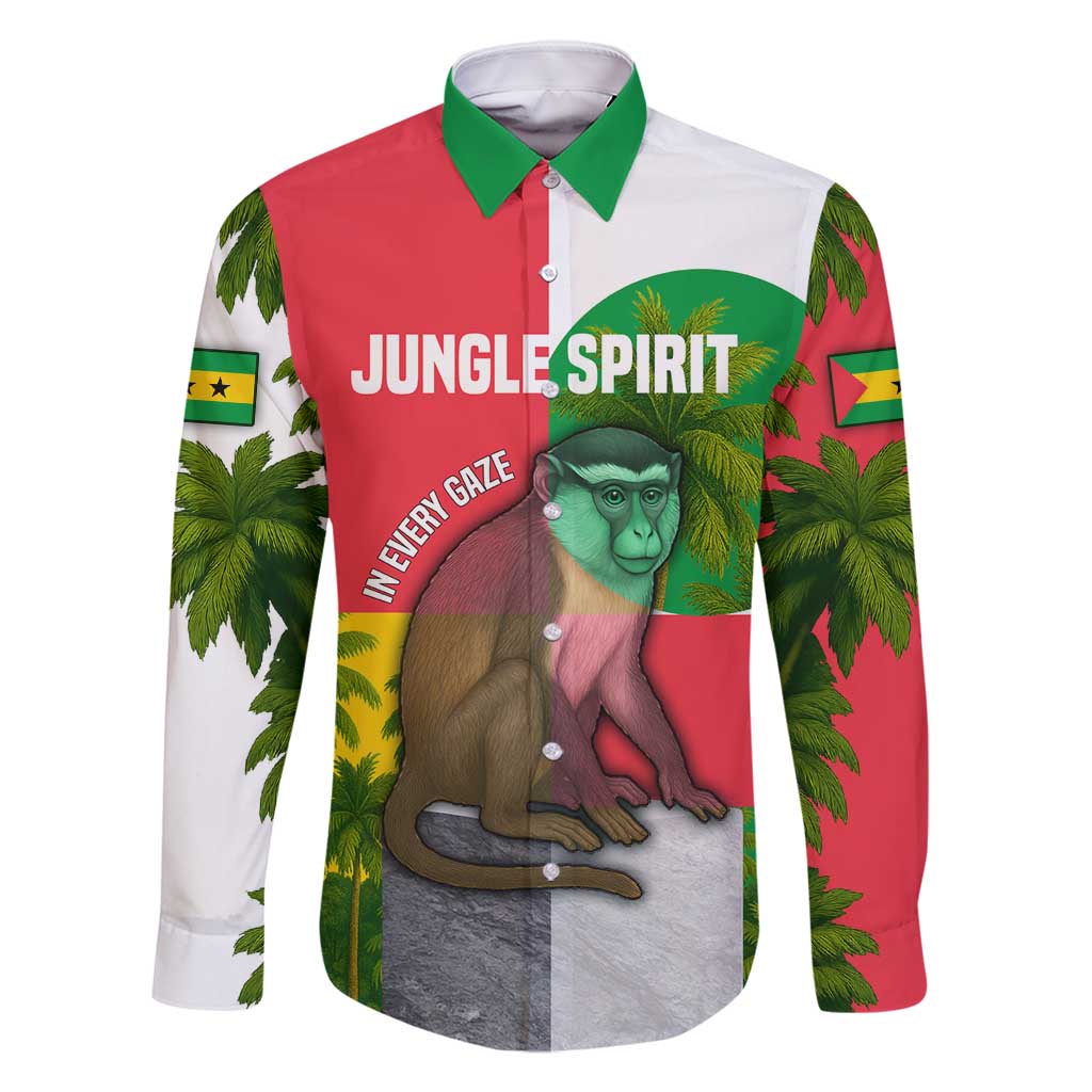 Jungle Spirit Monkey Family Matching Summer Maxi Dress and Hawaiian Shirt with Sao Tome and Principe Tropical Flag Color Blocks