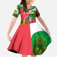 Jungle Spirit Monkey Family Matching Tank Maxi Dress and Hawaiian Shirt with Sao Tome and Principe Tropical Flag Color Blocks