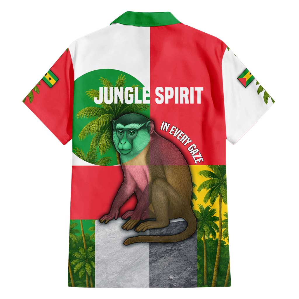 Jungle Spirit Monkey Family Matching Tank Maxi Dress and Hawaiian Shirt with Sao Tome and Principe Tropical Flag Color Blocks