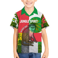 Jungle Spirit Monkey Family Matching Tank Maxi Dress and Hawaiian Shirt with Sao Tome and Principe Tropical Flag Color Blocks