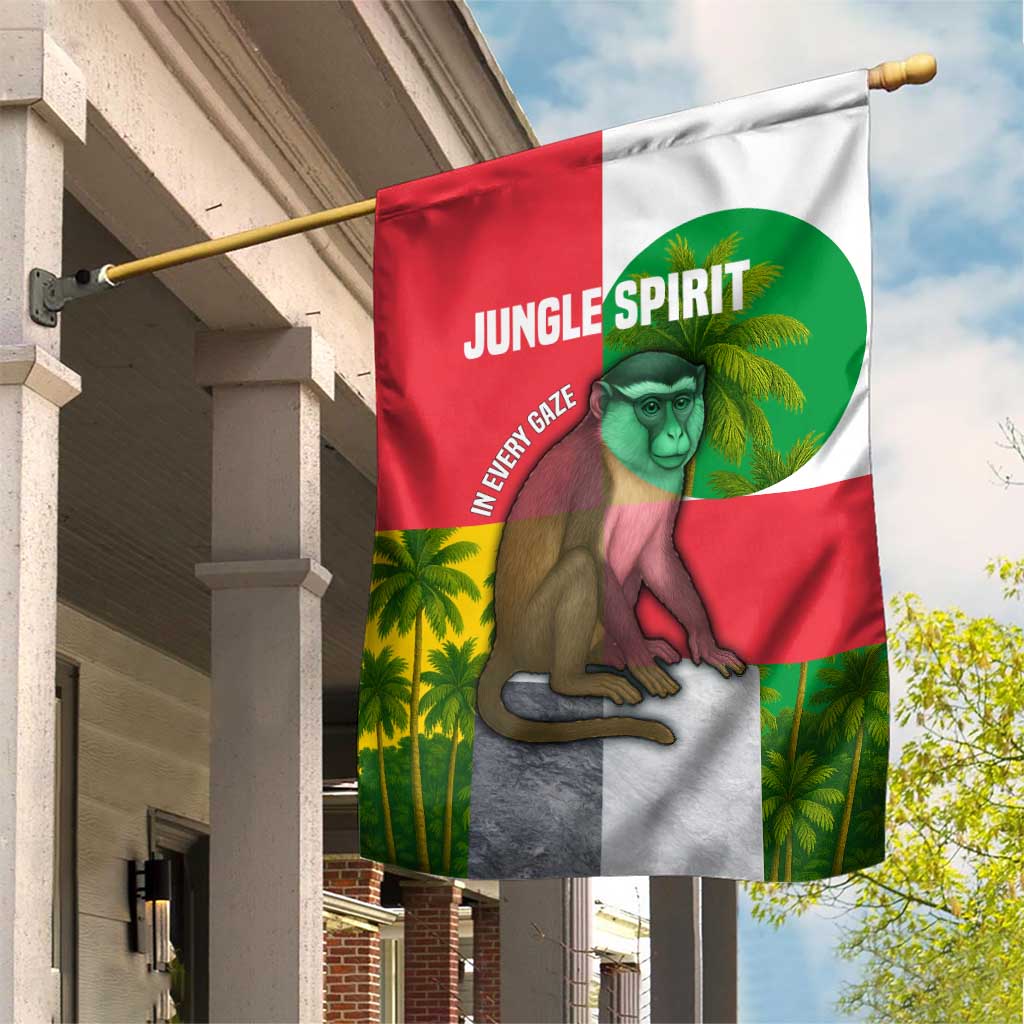 Jungle Spirit Monkey Garden Flag with Sao Tome and Principe Tropical Flag Color Blocks