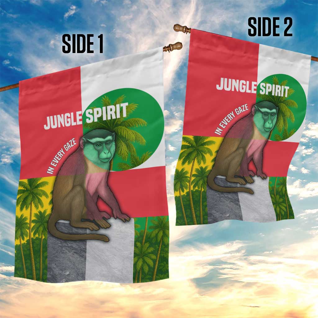 Jungle Spirit Monkey Garden Flag with Sao Tome and Principe Tropical Flag Color Blocks