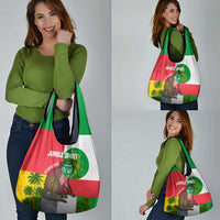 Jungle Spirit Monkey Grocery Bag with Sao Tome and Principe Tropical Flag Color Blocks
