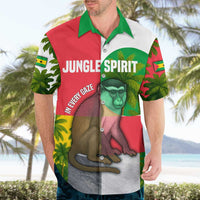 Jungle Spirit Monkey Hawaiian Shirt with Sao Tome and Principe Tropical Flag Color Blocks