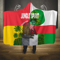 Jungle Spirit Monkey Hooded Blanket with Sao Tome and Principe Tropical Flag Color Blocks
