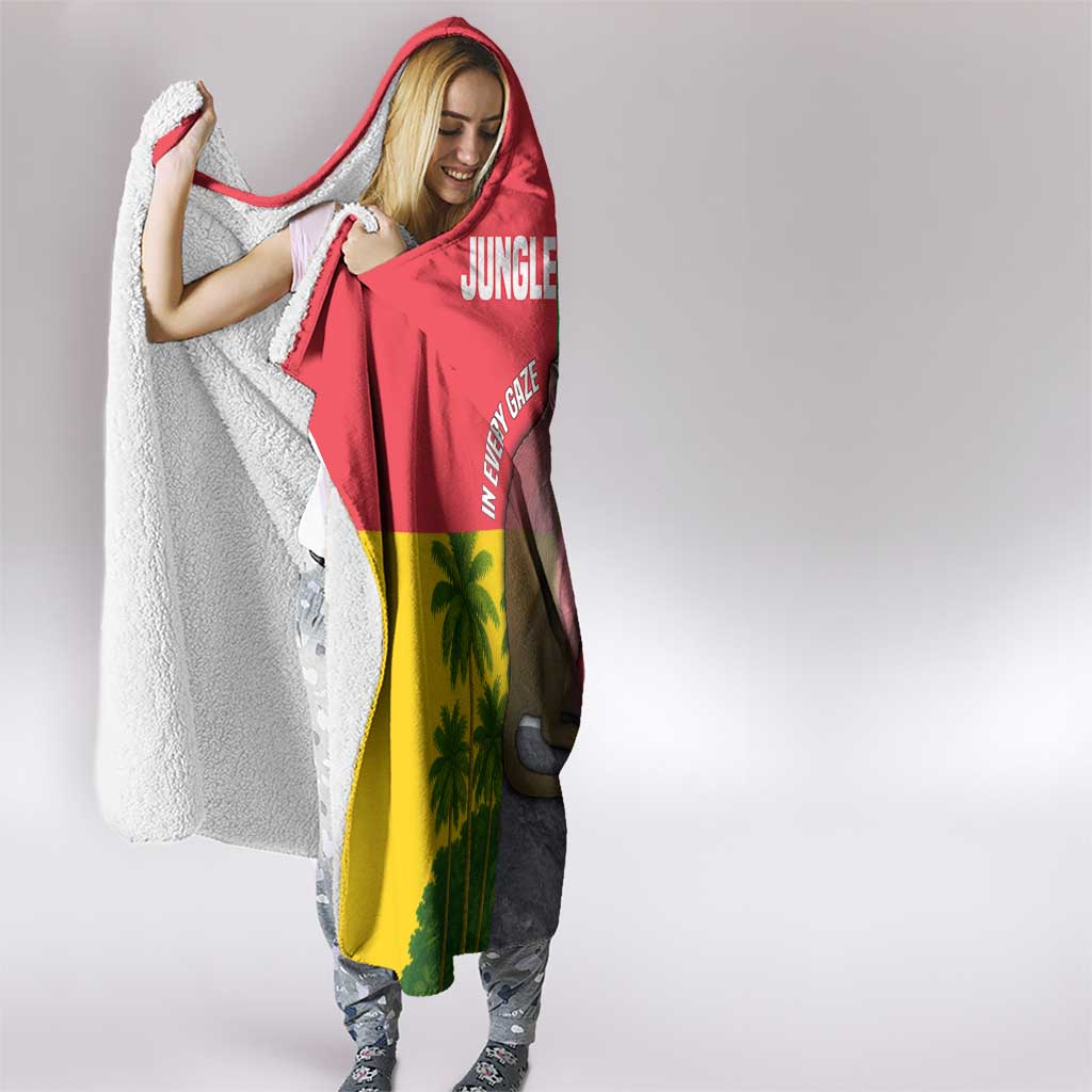Jungle Spirit Monkey Hooded Blanket with Sao Tome and Principe Tropical Flag Color Blocks