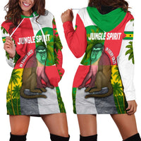 Jungle Spirit Monkey Hoodie Dress with Sao Tome and Principe Tropical Flag Color Blocks
