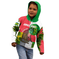 Jungle Spirit Monkey Kid Hoodie with Sao Tome and Principe Tropical Flag Color Blocks