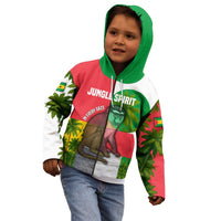 Jungle Spirit Monkey Kid Hoodie with Sao Tome and Principe Tropical Flag Color Blocks