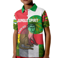 Jungle Spirit Monkey Kid Polo Shirt with Sao Tome and Principe Tropical Flag Color Blocks