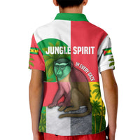 Jungle Spirit Monkey Kid Polo Shirt with Sao Tome and Principe Tropical Flag Color Blocks