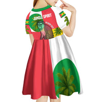 Jungle Spirit Monkey Kid Short Sleeve Dress with Sao Tome and Principe Tropical Flag Color Blocks