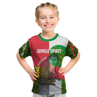 Jungle Spirit Monkey Kid T Shirt with Sao Tome and Principe Tropical Flag Color Blocks