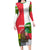 Jungle Spirit Monkey Long Sleeve Bodycon Dress with Sao Tome and Principe Tropical Flag Color Blocks