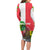 Jungle Spirit Monkey Long Sleeve Bodycon Dress with Sao Tome and Principe Tropical Flag Color Blocks