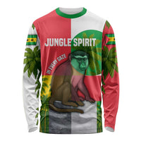 Jungle Spirit Monkey Long Sleeve Shirt with Sao Tome and Principe Tropical Flag Color Blocks