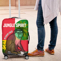 Jungle Spirit Monkey Luggage Cover with Sao Tome and Principe Tropical Flag Color Blocks