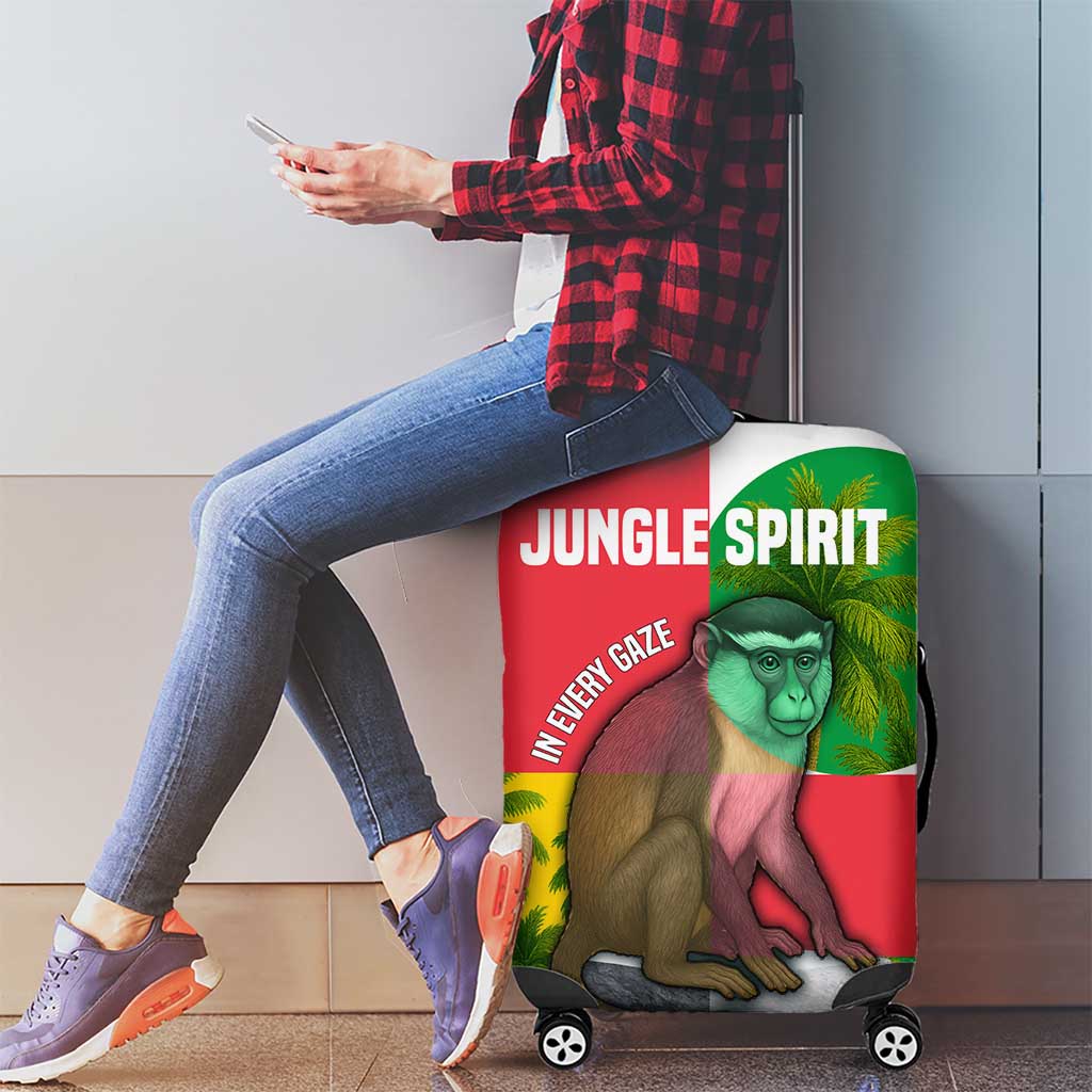 Jungle Spirit Monkey Luggage Cover with Sao Tome and Principe Tropical Flag Color Blocks