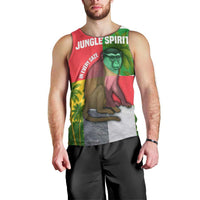 Jungle Spirit Monkey Men Tank Top with Sao Tome and Principe Tropical Flag Color Blocks