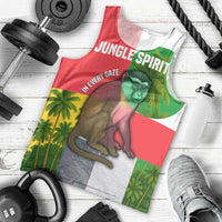 Jungle Spirit Monkey Men Tank Top with Sao Tome and Principe Tropical Flag Color Blocks