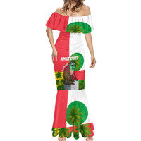 Jungle Spirit Monkey Mermaid Dress with Sao Tome and Principe Tropical Flag Color Blocks