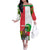 Jungle Spirit Monkey Off The Shoulder Long Sleeve Dress with Sao Tome and Principe Tropical Flag Color Blocks