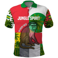 Jungle Spirit Monkey Polo Shirt with Sao Tome and Principe Tropical Flag Color Blocks