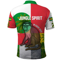 Jungle Spirit Monkey Polo Shirt with Sao Tome and Principe Tropical Flag Color Blocks