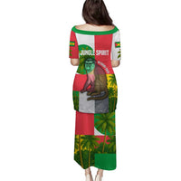 Jungle Spirit Monkey Puletasi with Sao Tome and Principe Tropical Flag Color Blocks