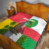 Jungle Spirit Monkey Quilt with Sao Tome and Principe Tropical Flag Color Blocks