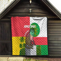 Jungle Spirit Monkey Quilt with Sao Tome and Principe Tropical Flag Color Blocks