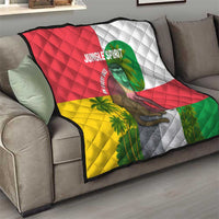 Jungle Spirit Monkey Quilt with Sao Tome and Principe Tropical Flag Color Blocks