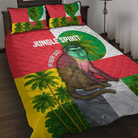 Jungle Spirit Monkey Quilt Bed Set with Sao Tome and Principe Tropical Flag Color Blocks
