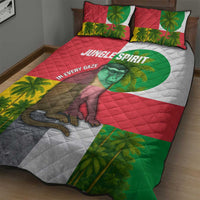 Jungle Spirit Monkey Quilt Bed Set with Sao Tome and Principe Tropical Flag Color Blocks