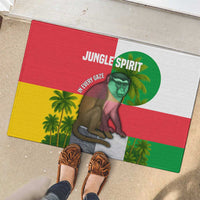 Jungle Spirit Monkey Rubber Doormat with Sao Tome and Principe Tropical Flag Color Blocks