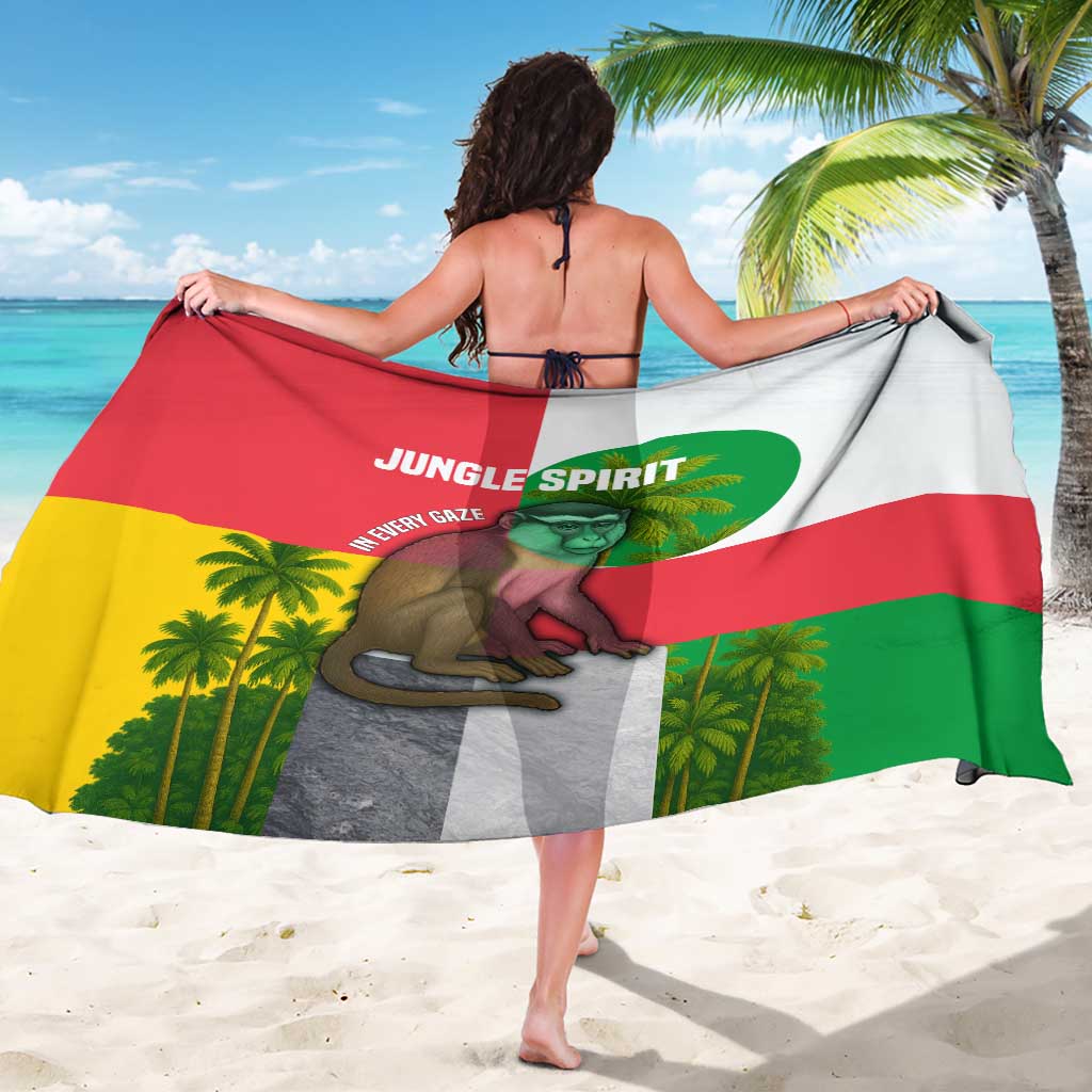 Jungle Spirit Monkey Sarong with Sao Tome and Principe Tropical Flag Color Blocks
