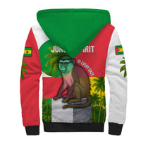 Jungle Spirit Monkey Sherpa Hoodie with Sao Tome and Principe Tropical Flag Color Blocks