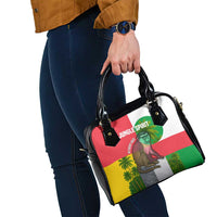 Jungle Spirit Monkey Shoulder Handbag with Sao Tome and Principe Tropical Flag Color Blocks