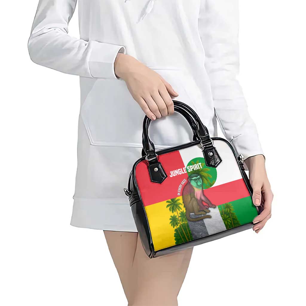 Jungle Spirit Monkey Shoulder Handbag with Sao Tome and Principe Tropical Flag Color Blocks