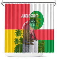 Jungle Spirit Monkey Shower Curtain with Sao Tome and Principe Tropical Flag Color Blocks