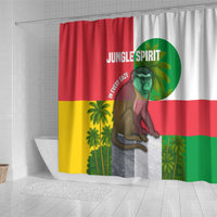 Jungle Spirit Monkey Shower Curtain with Sao Tome and Principe Tropical Flag Color Blocks