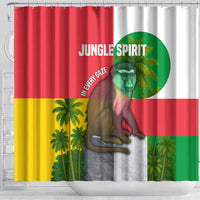 Jungle Spirit Monkey Shower Curtain with Sao Tome and Principe Tropical Flag Color Blocks