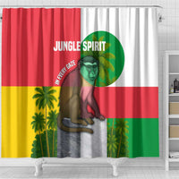 Jungle Spirit Monkey Shower Curtain with Sao Tome and Principe Tropical Flag Color Blocks
