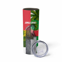 Jungle Spirit Monkey Skinny Tumbler with Sao Tome and Principe Tropical Flag Color Blocks