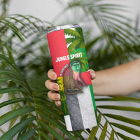 Jungle Spirit Monkey Skinny Tumbler with Sao Tome and Principe Tropical Flag Color Blocks