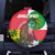 Jungle Spirit Monkey Spare Tire Cover with Sao Tome and Principe Tropical Flag Color Blocks