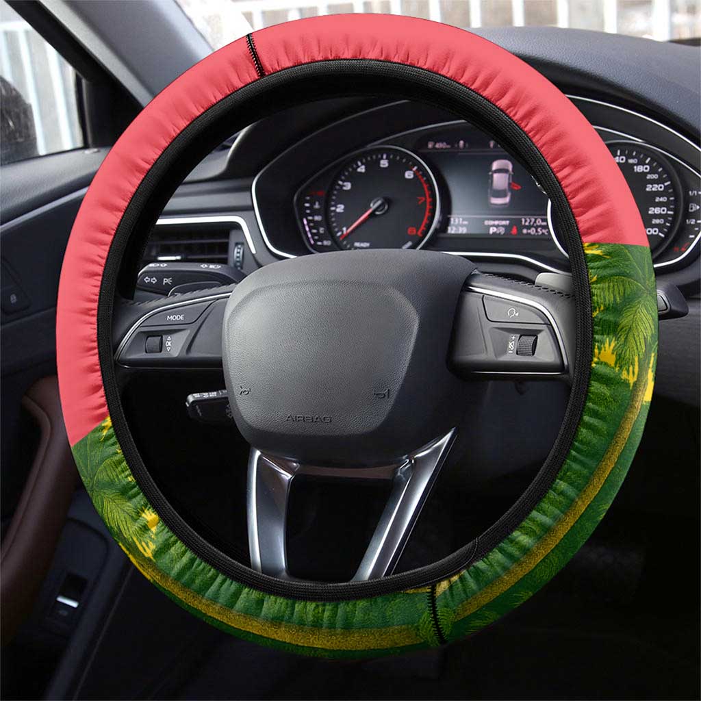 Jungle Spirit Monkey Steering Wheel Cover with Sao Tome and Principe Tropical Flag Color Blocks