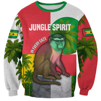 Jungle Spirit Monkey Sweatshirt with Sao Tome and Principe Tropical Flag Color Blocks