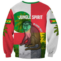 Jungle Spirit Monkey Sweatshirt with Sao Tome and Principe Tropical Flag Color Blocks